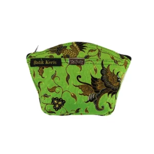 Batik Keris traditionele indonesische vintage dames portemonnee, 2 vak groen—marge